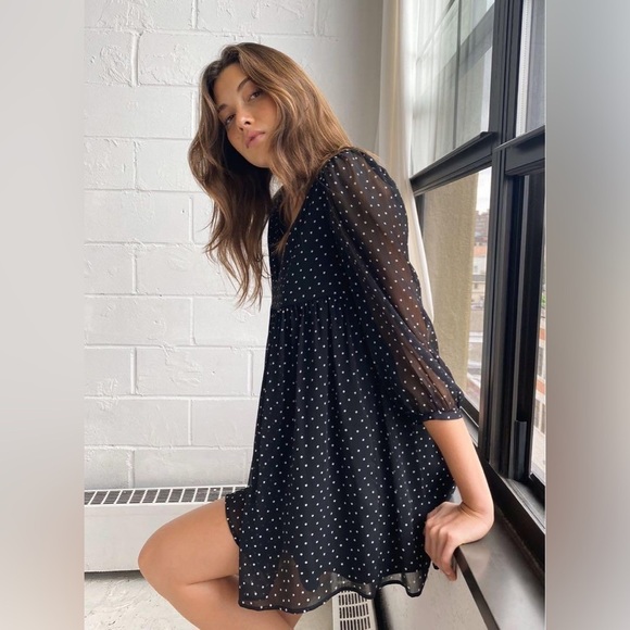 Sunday Best Jinx black polka dot mini dress size medium - Picture 1 of 10